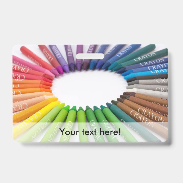 Colourful chalk crayons ID badge (Front)