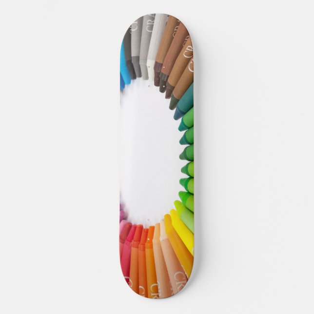 Colourful chalk crayons skateboard (Front)