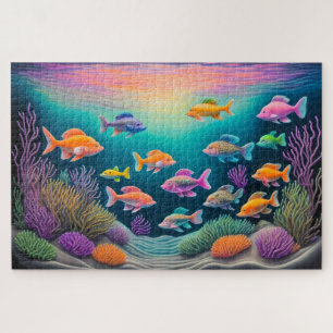Colourful Chalk Drawing Fish Jigsaw Puzzle