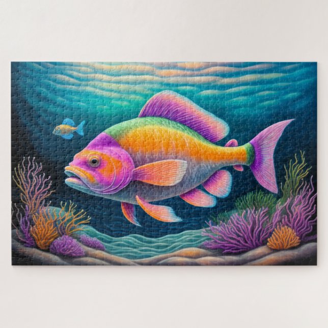 Colourful Chalk Drawing Fish Jigsaw Puzzle (Horizontal)
