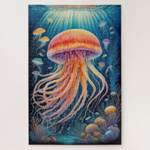Colourful Chalk Drawing Jellyfish Jigsaw Puzzle