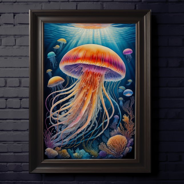 Colourful Chalk Drawing Jellyfish Poster (Creator Uploaded)