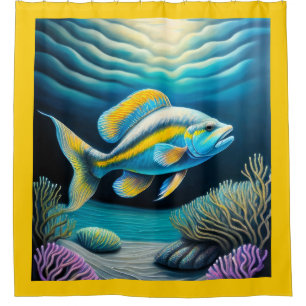 Colourful Chalk Drawing Reef Fish Shower Curtain