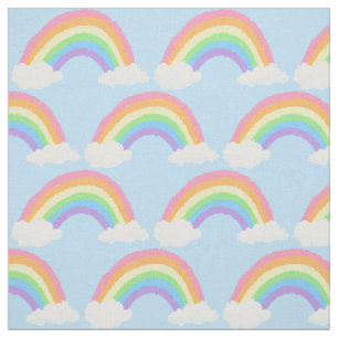 Colourful Chalk-Style Pastel Rainbow Pattern Fabric