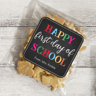 Colourful Chalkboard School Sticker (Square)