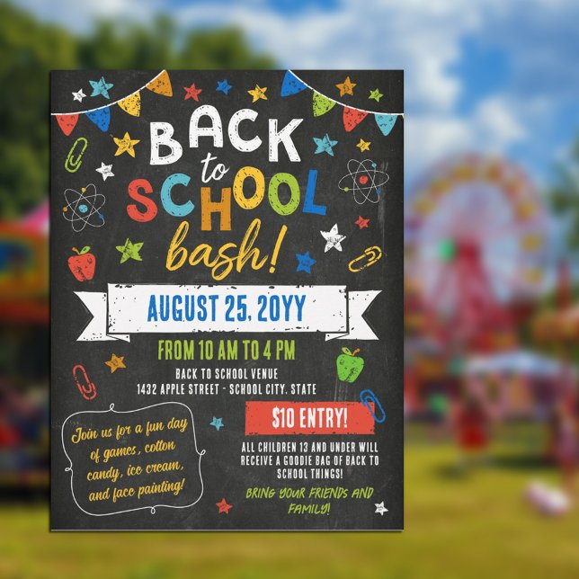 Colourful Chalkboard Stars Back to School Bash Flyer (Creator Uploaded)