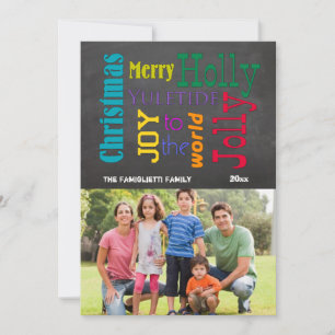 Colourful Chalkboard Typography Flat Photo Card