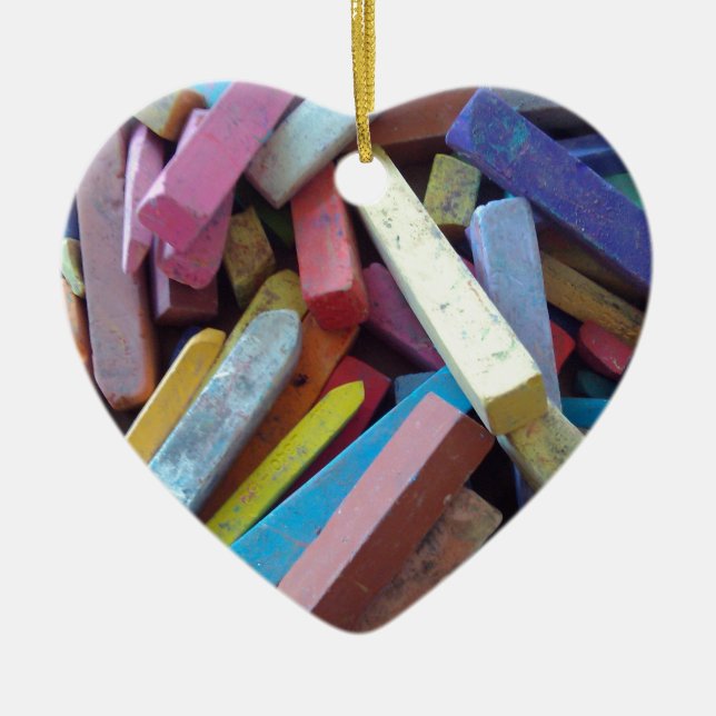 colourful chalks grouped together ceramic ornament (Front)