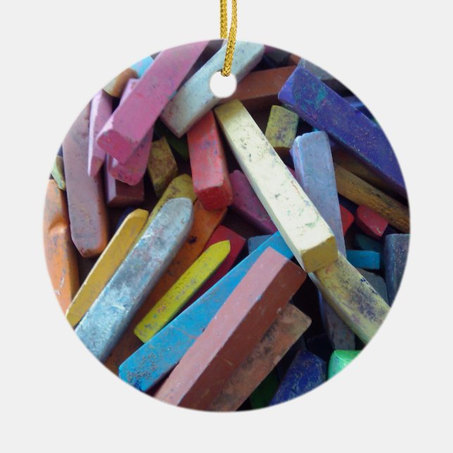 colourful chalks grouped together ceramic ornament (Front)