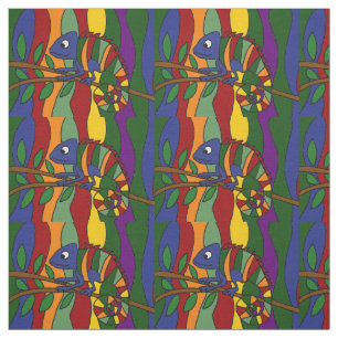 Colourful Chameleon Abstract Art Fabric
