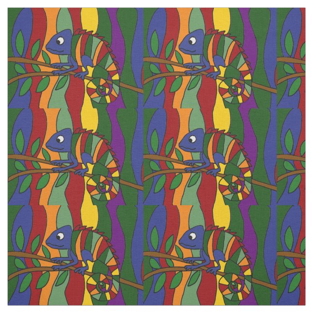 Colourful Chameleon Abstract Art Fabric (Swatch)