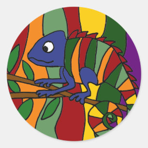 Colourful Chameleon Abstract Classic Round Sticker