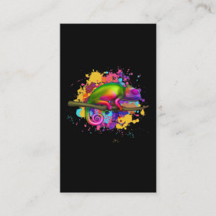 Colourful Chameleon Splash Art Reptile Business Card
