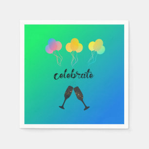 Colourful Champagne and Balloons Napkin