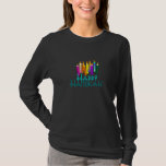 Colourful Chanukah Candles T-Shirt<br><div class="desc">Colourful design of Hanukah candles with caption Happy Hanukah.</div>