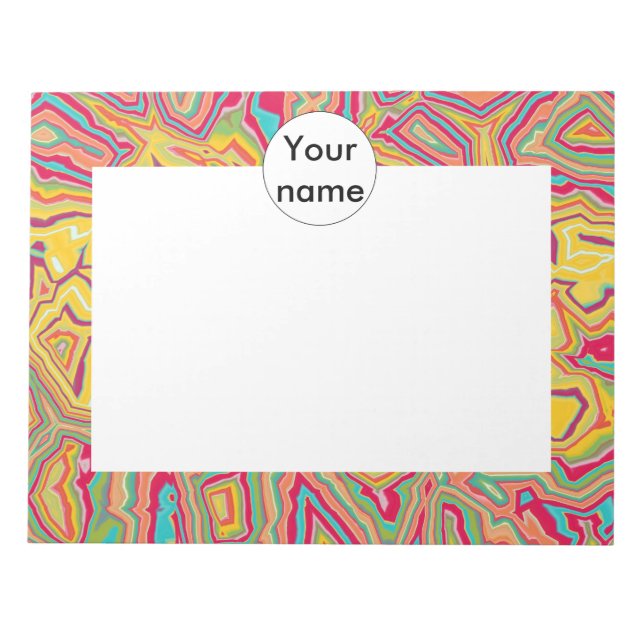 Colourful chaos abstract design notepad (Front)