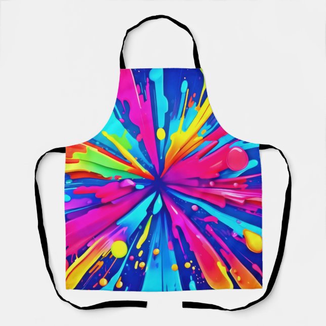 Colourful Chaos: Paint Splatter Abstract Art Apron (Front)