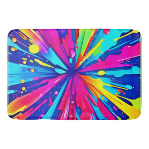 Colourful Chaos: Paint Splatter Abstract Art Bath Mat