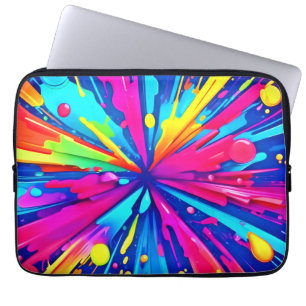 Colourful Chaos: Paint Splatter Abstract Art Laptop Sleeve