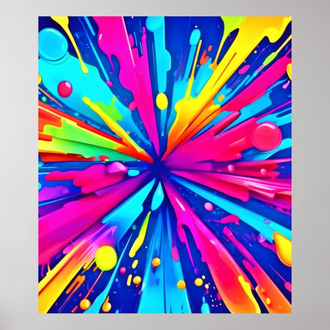 Colourful Chaos: Paint Splatter Abstract Art Poster (Front)
