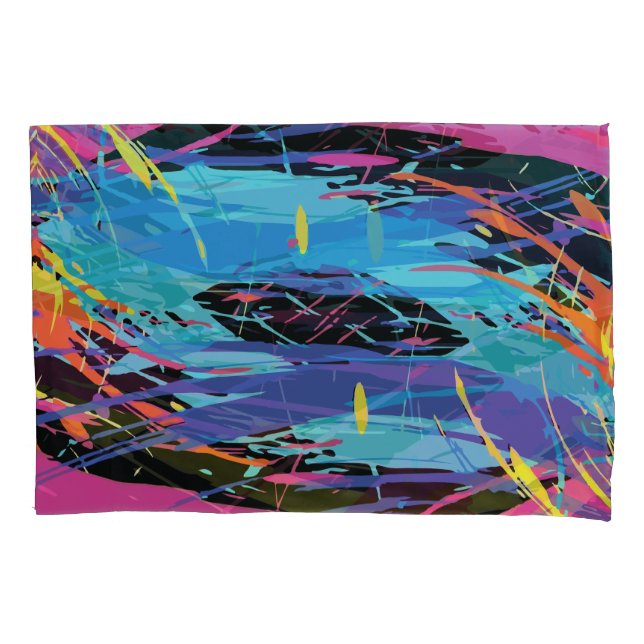 Colourful Chaos: Splashes and Lines Pillowcase (Front)