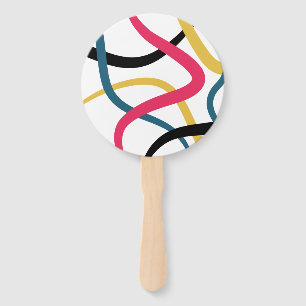 Colourful, chaotic, bold vibrant modern graphic ar hand fan