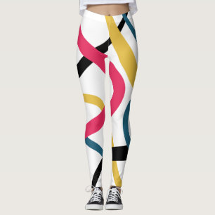 Colourful, chaotic, bold vibrant modern graphic ar leggings