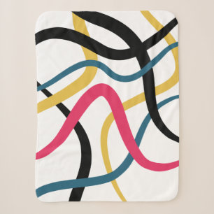 Colourful, chaotic, bold vibrant modern graphic ar sherpa blanket