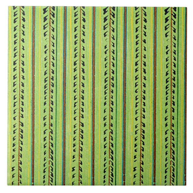 Colourful Chartreuse Green Pattern Ceramic Tile (Front)