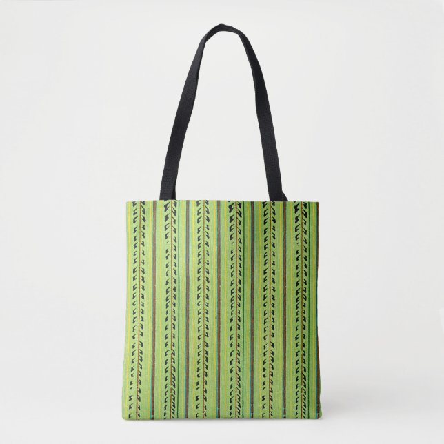 Colourful Chartreuse Green Pattern Tote Bag (Front)