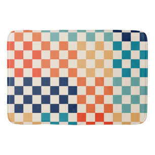 Colourful Check Chequered Chequerboard Pattern Bath Mat