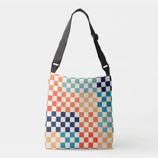 Colourful Check Chequered Chequerboard Pattern Crossbody Bag (Front)