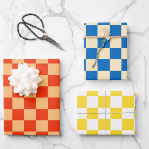 Colourful Check Chequered Chequerboard Pattern Wrapping Paper Sheet