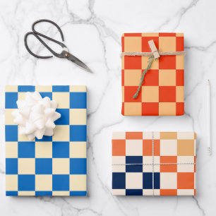 Colourful Check Chequered Chequerboard Pattern Wrapping Paper Sheet