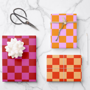 Colourful Check Chequered Chequerboard Pattern Wrapping Paper Sheet