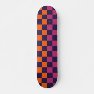 Colourful Checked Pattern Retro Modern Aesthetic Skateboard