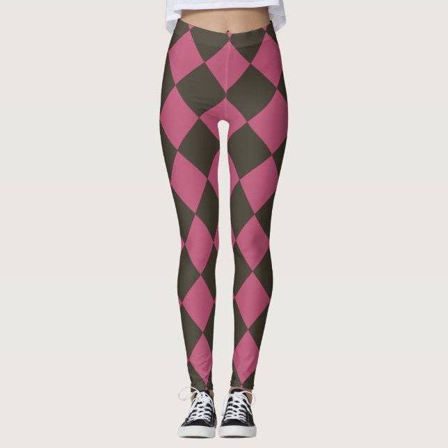 Colourful Checkers - Choco-Cherry Leggings (Front)