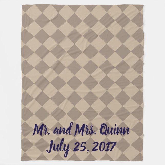 Colourful Checkers - Dusty Beige Fleece Blanket (Front)