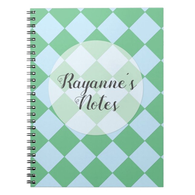 Colourful Checkers - Hint of Mint Notebook (Front)