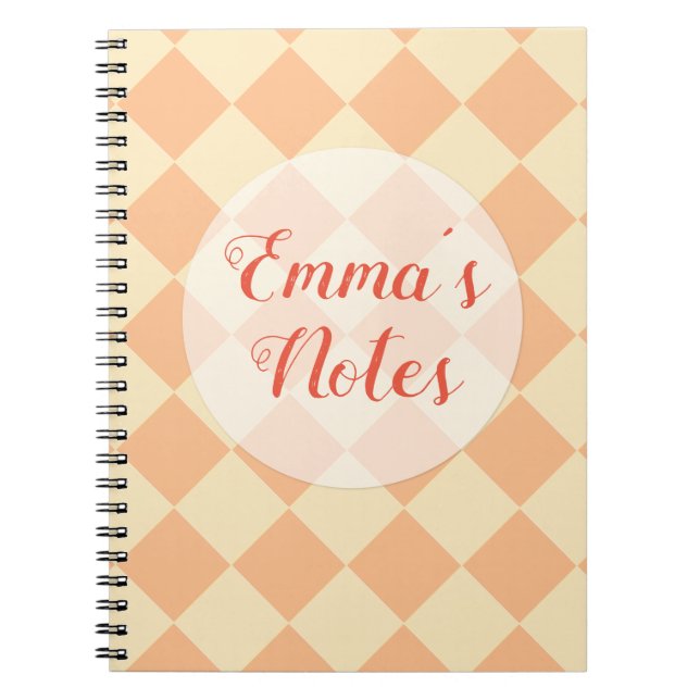 Colourful Checkers - Peaches and Cream Notebook (Front)