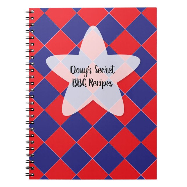 Colourful Checkers - Red, White, and Blue Notebook (Front)