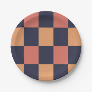 Colourful Checks Chequerboard Pattern Birthday Paper Plate