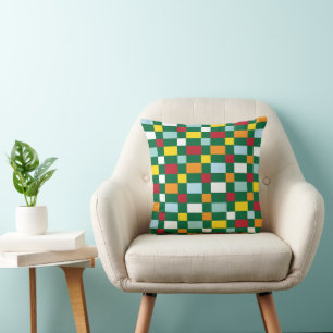 Colourful Checks Chequerboard Pattern Cushion