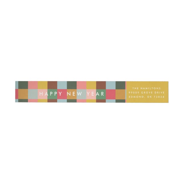 Colourful Checks  Wrap Around Label (Individual)