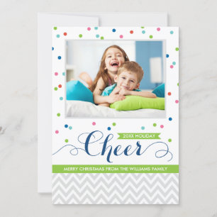 Colourful Cheer Confetti Photo Holiday Card