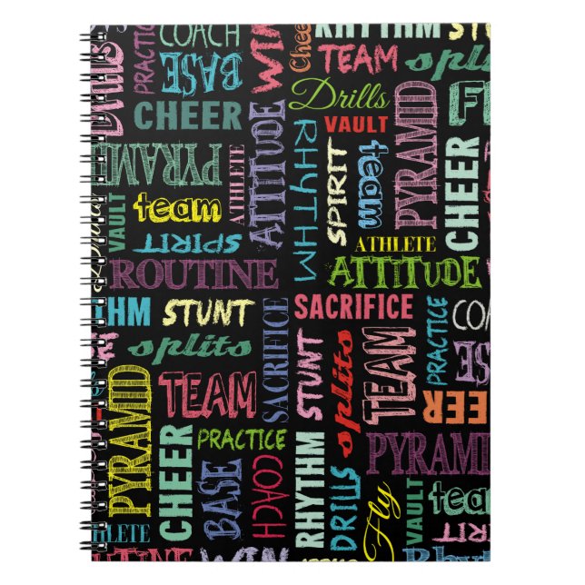 Colourful Cheer Terms On The Chalkboard Notebook (Front)