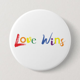 Colourful, cheerful, creative design of Love Wins 7.5 Cm Round Badge