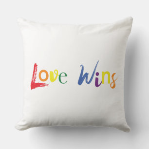 Colourful, cheerful, creative design of Love Wins Cushion