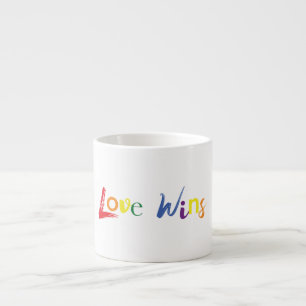 Colourful, cheerful, creative design of Love Wins Espresso Cup