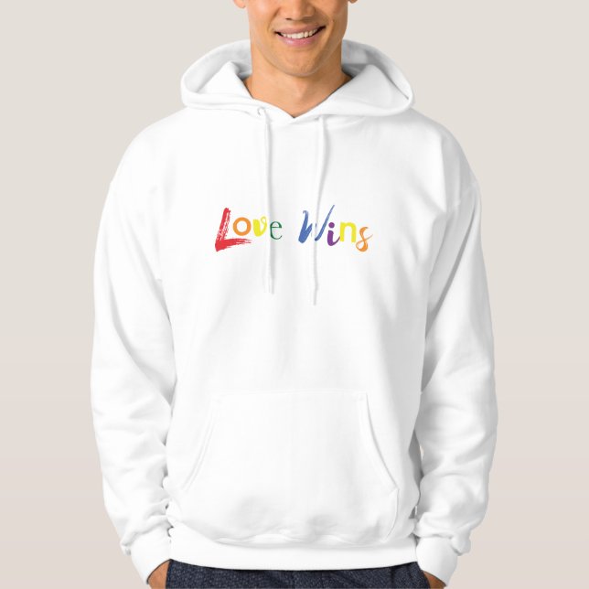 Colourful, cheerful, creative design of Love Wins Hoodie (Front)